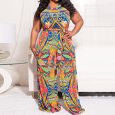 Plus Size Floral Sleeveless Wide Leg Jumpsuit